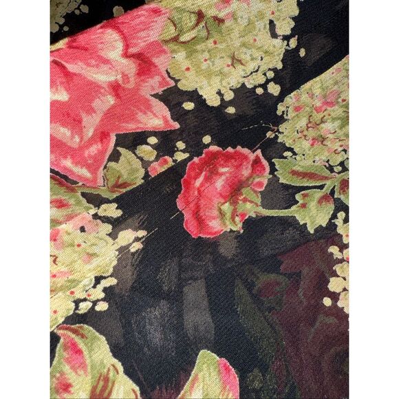 Vintage Y2K Reversible Floral Midi Skirt – Rose Print Black Red + Gray Pink Abst - Picture 16 of 16